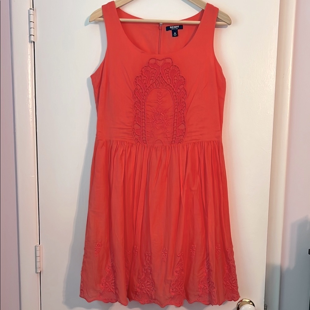 Pink Peachy Sleeveless Embroidered Dress